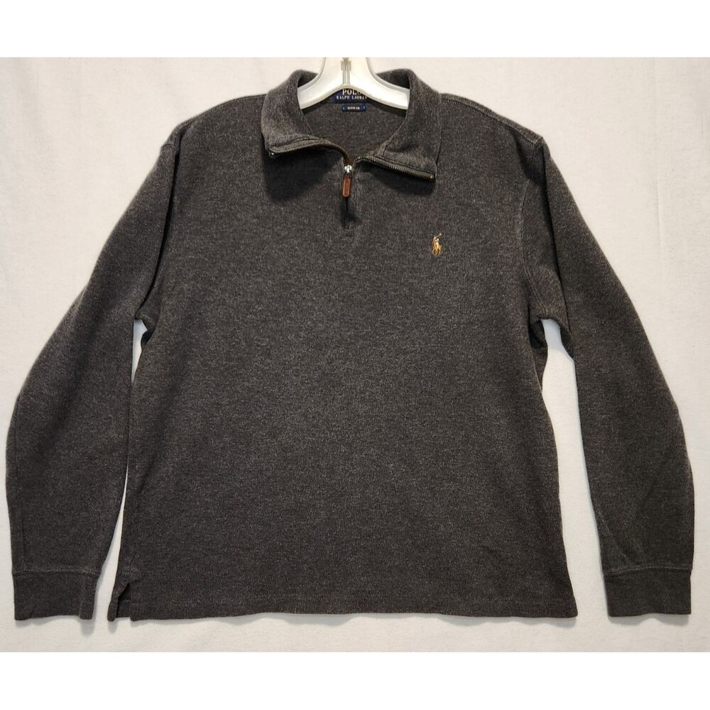 Polo Ralph Lauren Men’s Large Quarter-Zip Estate Rib Pullover Charcoal Gray